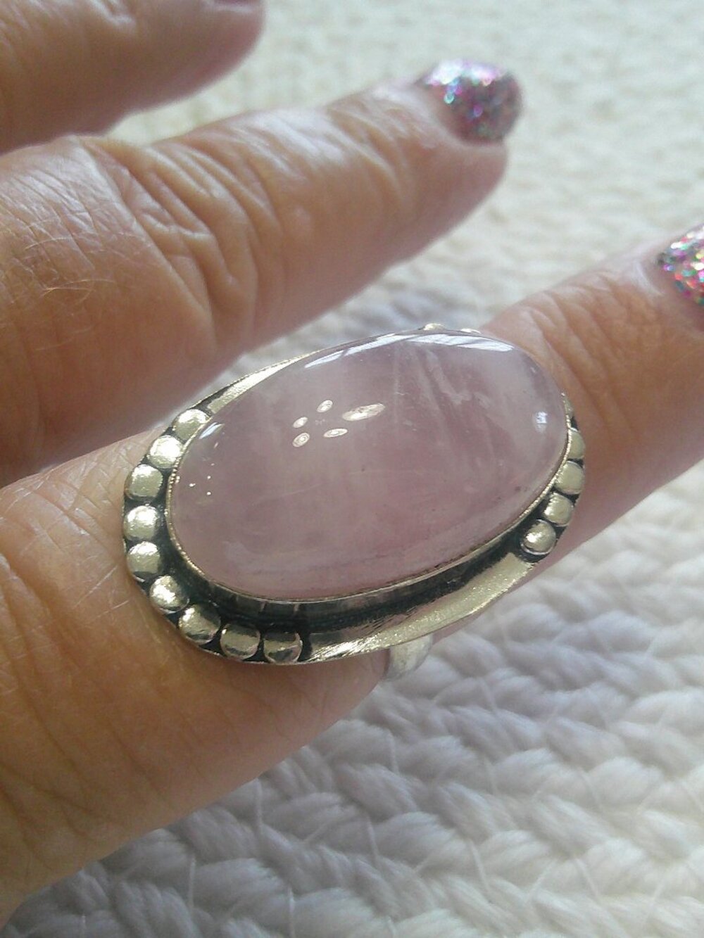 Beautiful ROSE QUARTZ Handmade Sterling 925 Ring Size 10.25 #361F